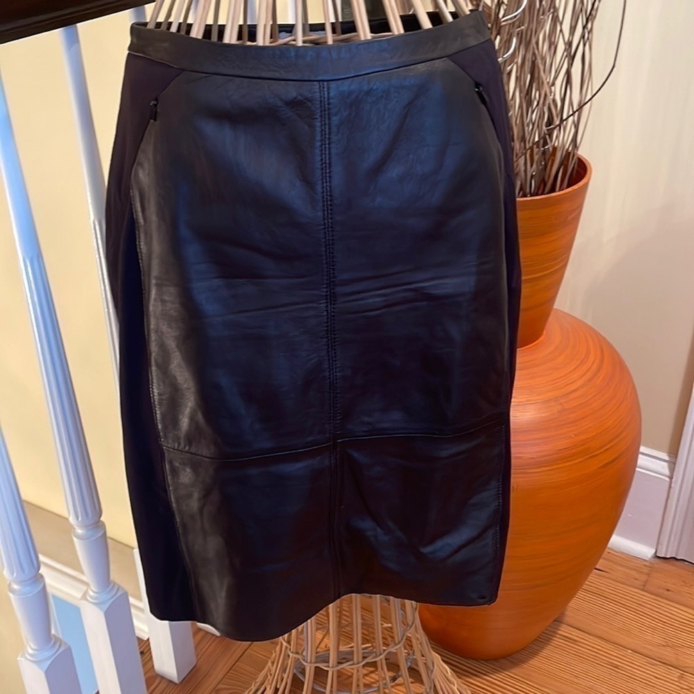 Halogen Saleblack Leather And Material Skirt